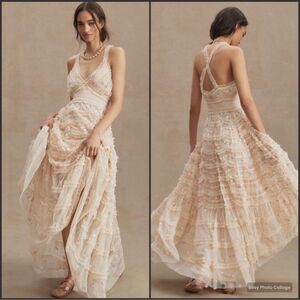 Mac Duggal 8037 Embroidered Floral evening Gown Dress Blush